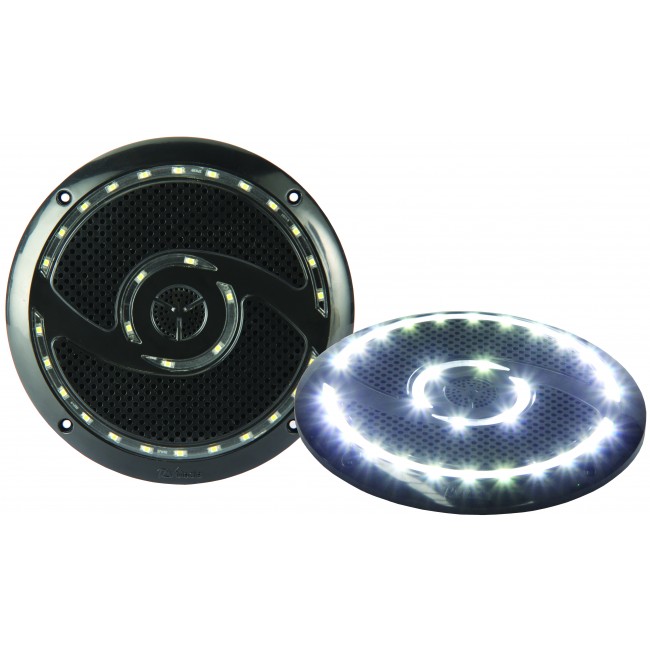 RV Media Black Waterproof 30 LED 6in 200W Speakers With Spacers Caravan Parts and Accessories